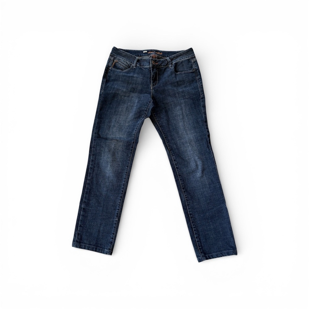 Worn Jeans Womens Size 10/30 Dark‎ Wash Straight Leg Zipper Pocket Stretch Denim
